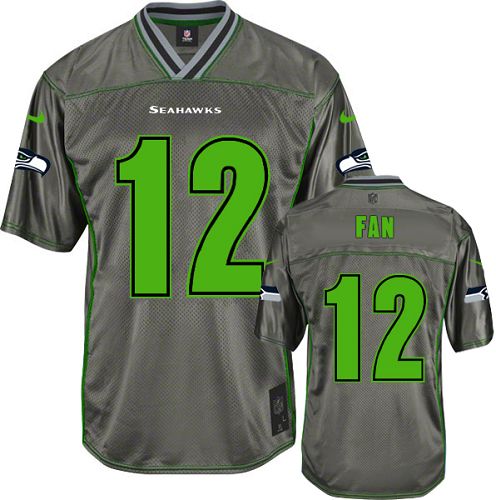 Men's Elite 12th Fan Nike Jersey Grey - Vapor NFL Seattle Seahawks